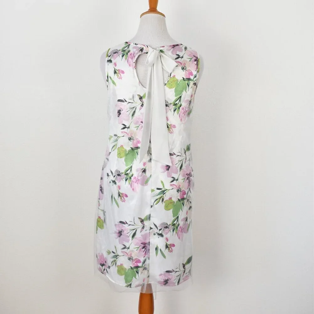 Spense Floral Embroidered Tulle Overlay Shift Dress NEW - L - Picture 7 of 12